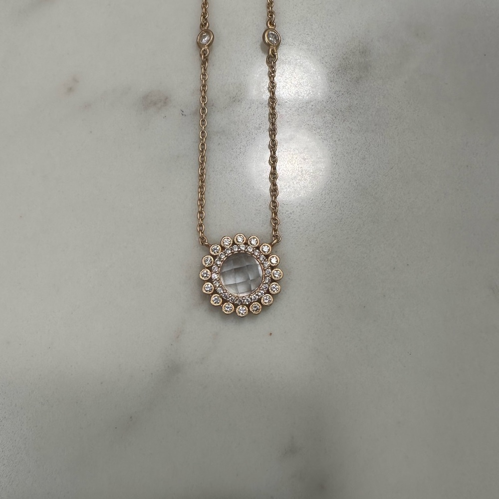 Freida Rothman Sterling Silver 925 with gold overlay & crystal center.